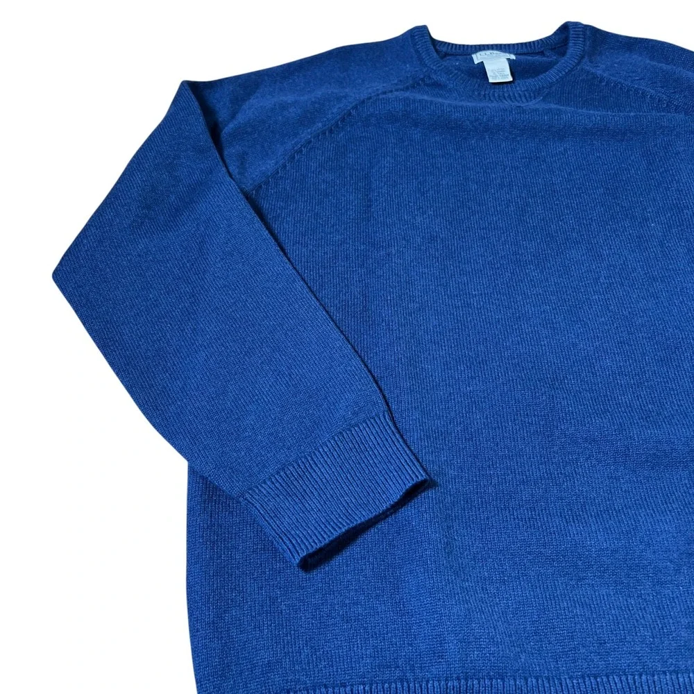 LL Bean Mens Wicked Soft Cotton Cashmere Crewneck Sweater Blue Size XL‎ Tall